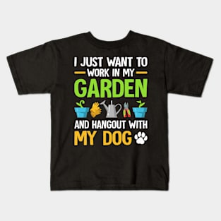 Gardening & Dog Funny Plant Lover Men Women Garden Gardener Kids T-Shirt